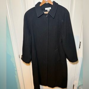 Preston and York Black 100% Wool Coat size 14